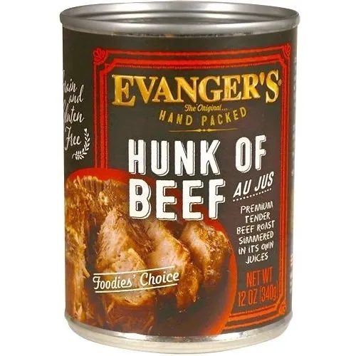 Evanger's Super Premium Hunk Of Beef Dog 12oz