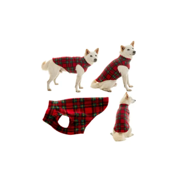 Gooby Stretch Fleece Plaid Red Small