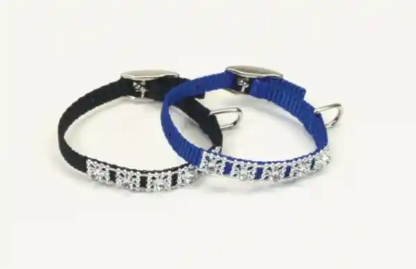 Jeweled Dog Collar, Black, 3/8" X 10"