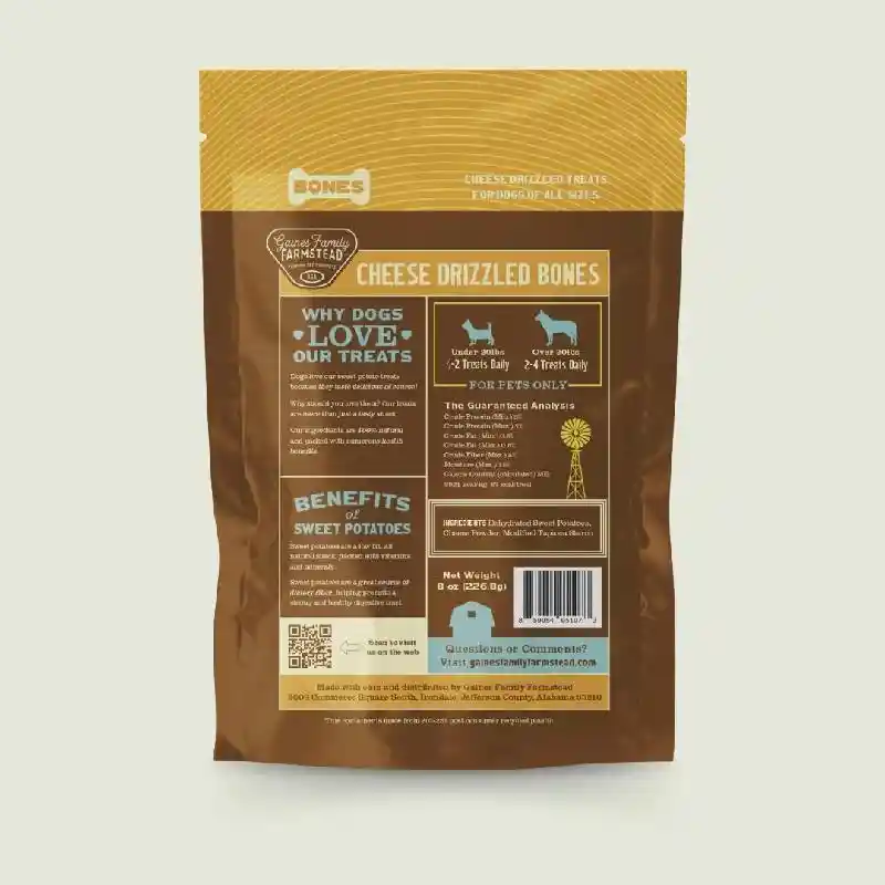 Gaines Sweet Potato Bones Cheese Drizzled 8oz