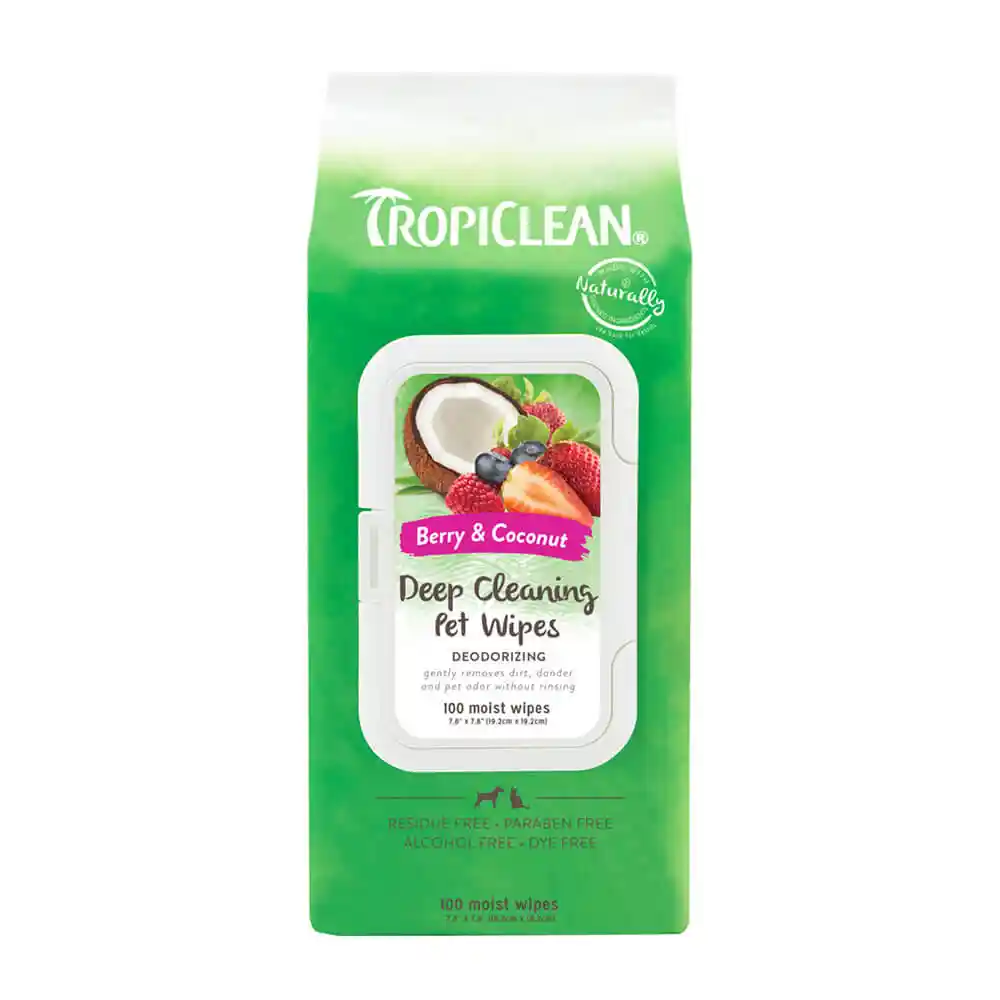 TropiClean Deep Cleaning Deodorizing Wipes, 100ct