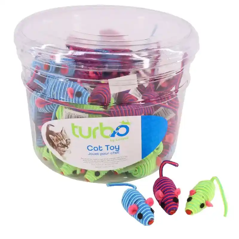 Bulk Cat Toy Bins, String Mice, 5"