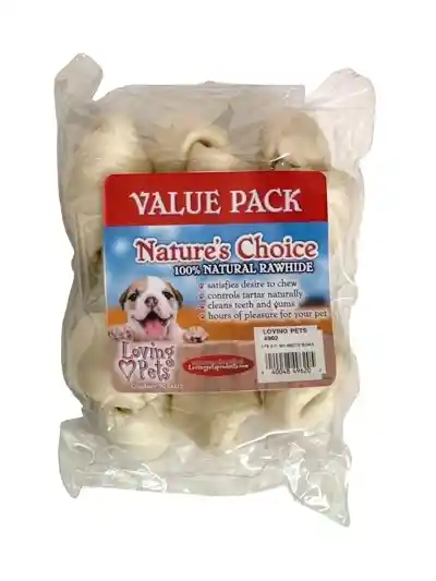Loving Pets Rawhide White Knot Bone 6-7" 3pk