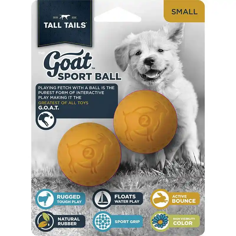 Tall Tails Toy Goat Ball Yellow 2"