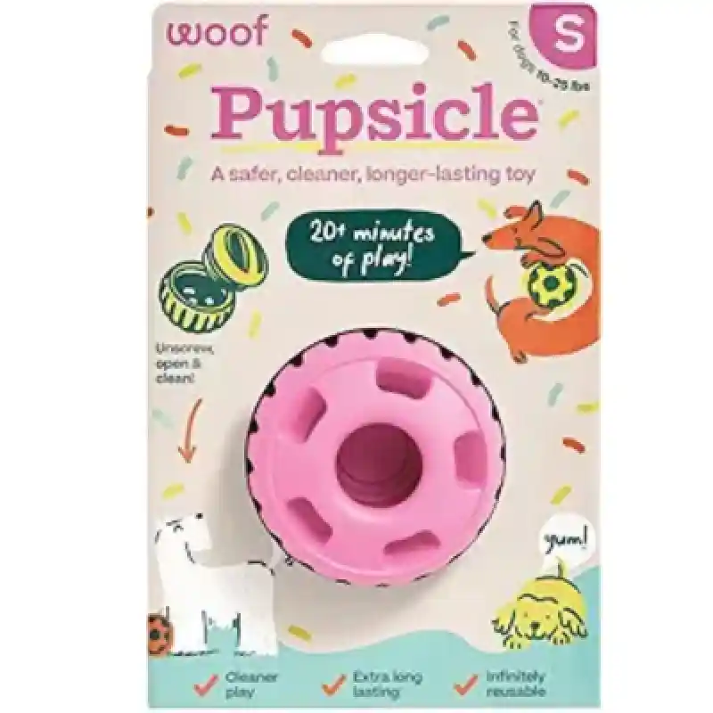 Woof Dog Toy Pupsicle Birthday Pink Small