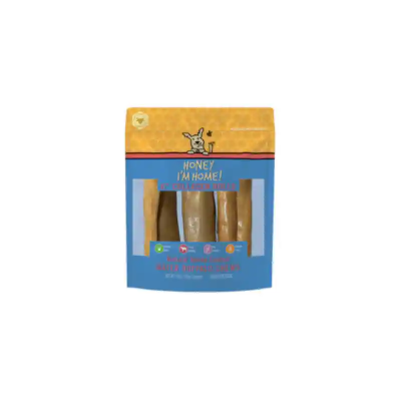Honey Coated Buffalo Treat Collagen Rolls 6" 3