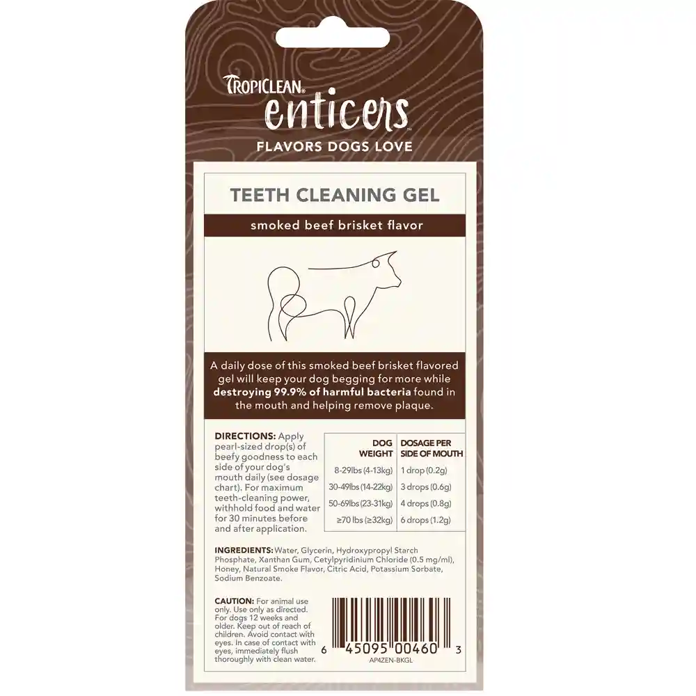 Enticers Teeth Cleaning Gel for Dogs – Smoked Beef Brisket Flavor, 4oz