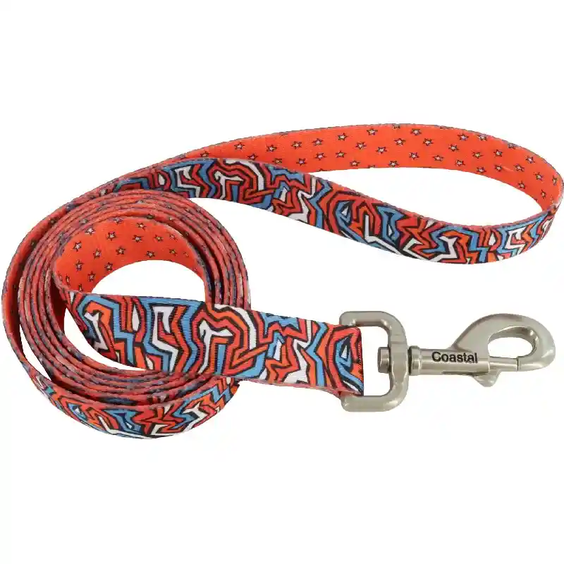 Sublime Dog Leash - Red Blue Graffiti With Red Stars 1" X 6' by Coastal Pet Products