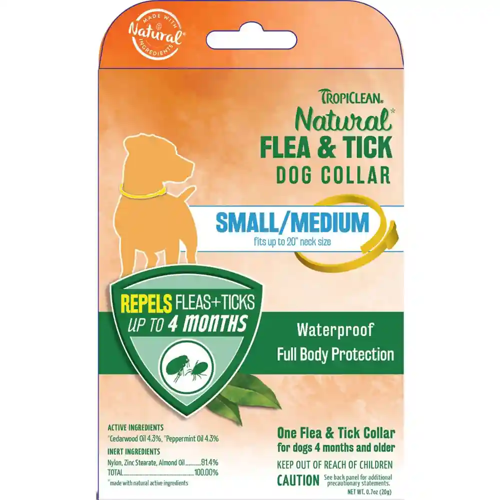 Natural Flea & Tick Dog Collar, Sm/Md
