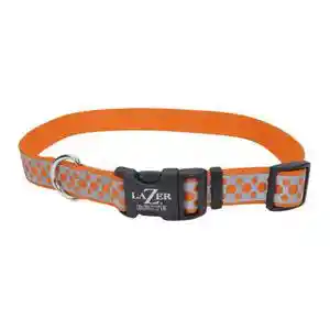 Reflective Open Design Adjustable Collar - Orange Abstract Rings 1"x18"26"