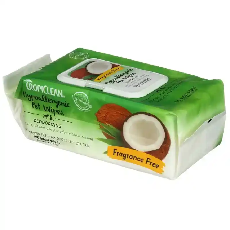 TropiClean Hypo-Allergenic Deodorizing Wipes, 100ct