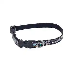 Reflective Dog Collar, Teal Orange Paws, 3/8" X 08
