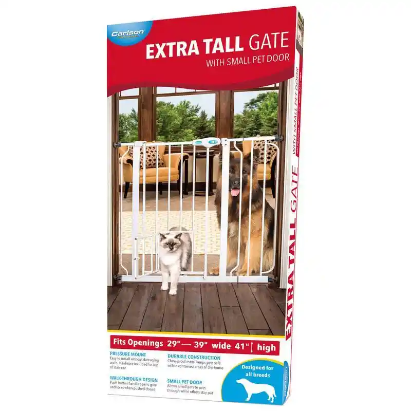 Extra Tall Walk-through Gate W/door White 29"-39"x