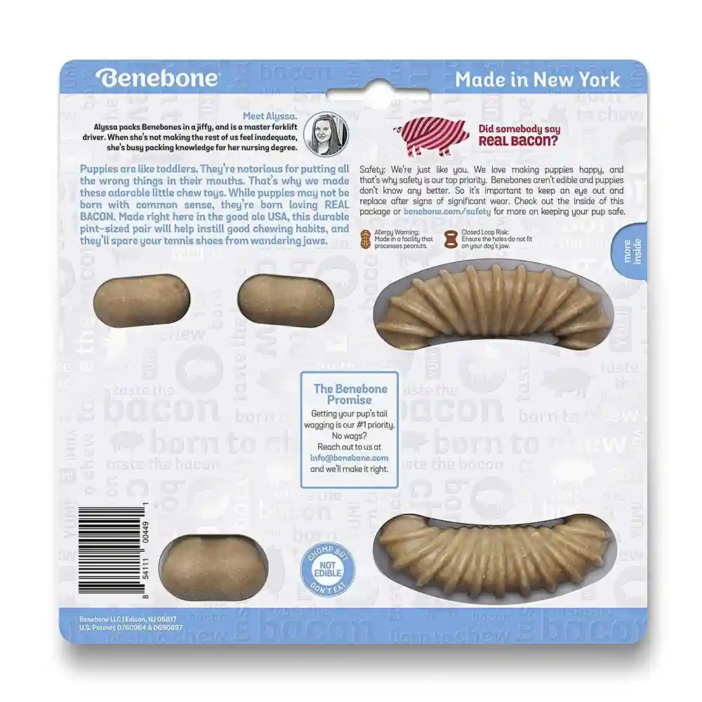 Benebone Puppy Bacon Wishbone/Dental Chew 2Pk