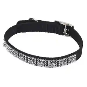 Jeweled Dog Collar, Black, 3/8" X 10"