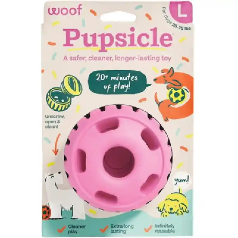 Woof Dog Toy Pupsicle Birthday Pink Large