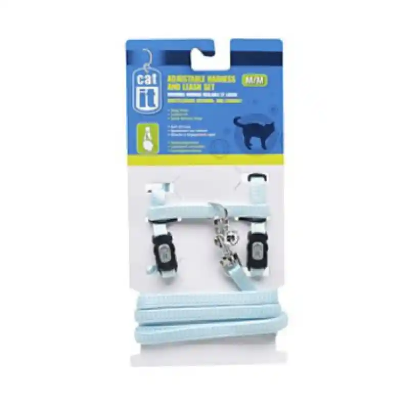 CatIt Catit Adjustable Harness & Leash Set Medium Blue by Rolf C. Hagen, Inc