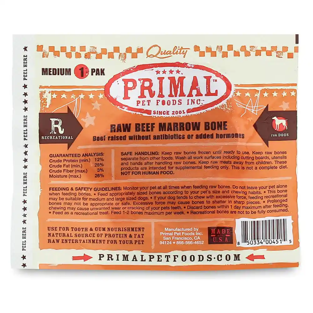 Beef Marrow Bone Med 1 Pk