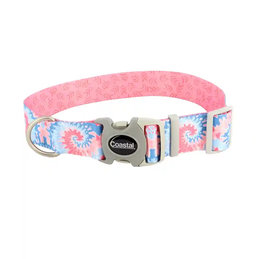 Adjustable Dog Collar - Pink Tie Dye With Pink Arrows Sml 3/4" X 8" 12"