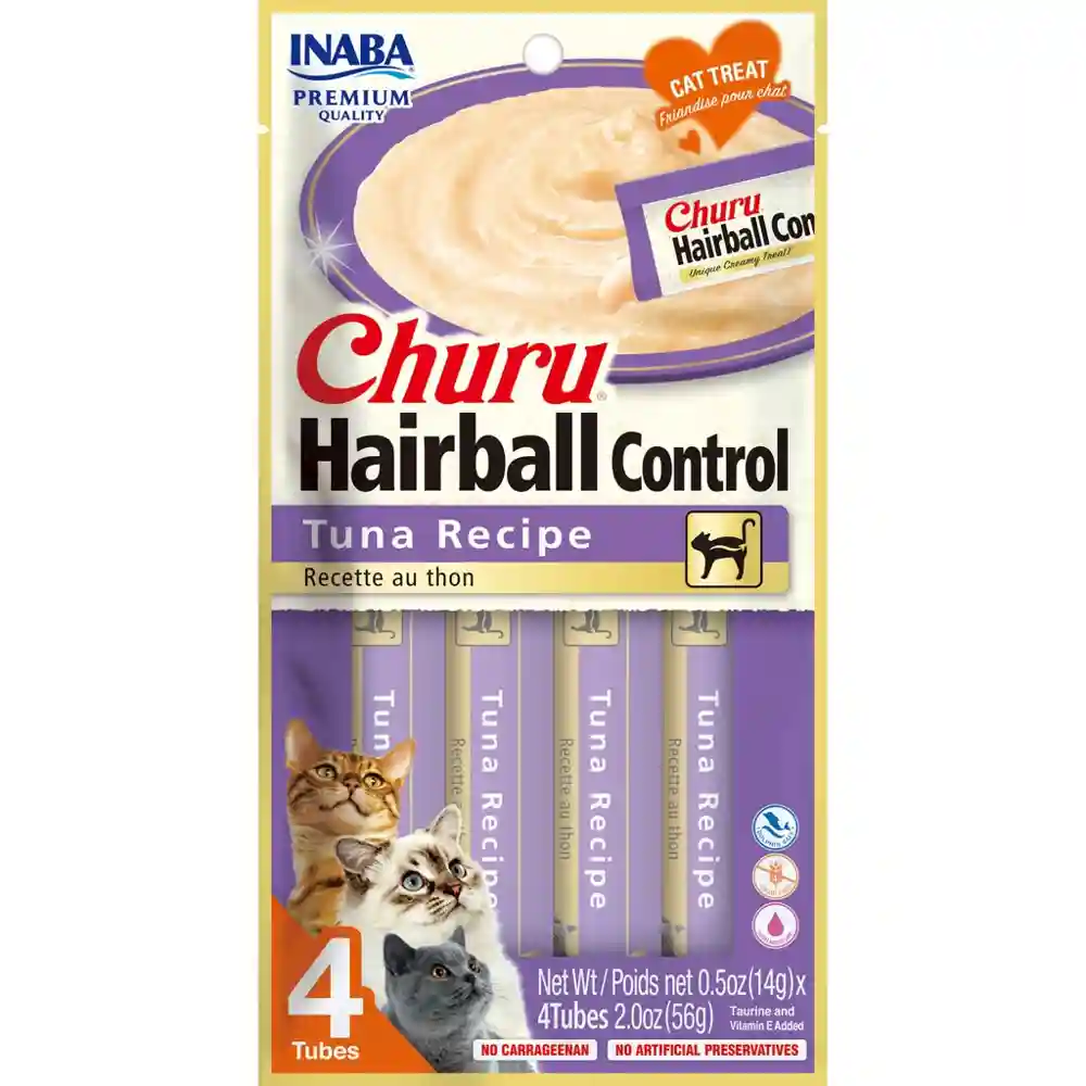 Inaba Cat Churu Purees Hairball Control Tuna 2 Oz 8 Pack
