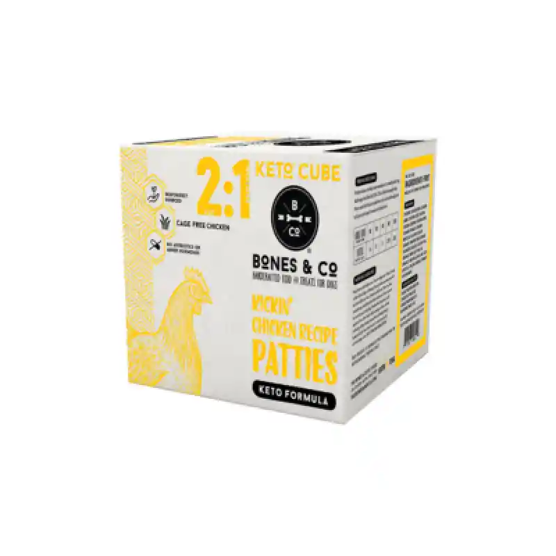 Bones Chicken 2:1 Patties Bulk Box 18lb Frozen