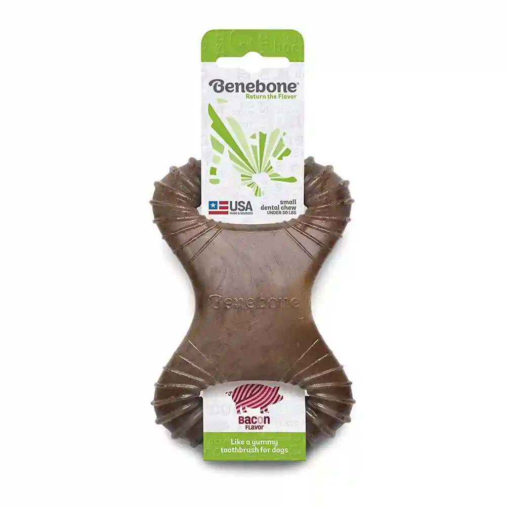 Benebone Bacon Flavored Dental Chew Toy, Small - Front