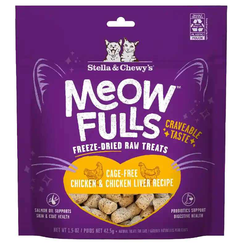 Meow Fulls FD Raw Cat Treats Chicken & Liver 1.5oz