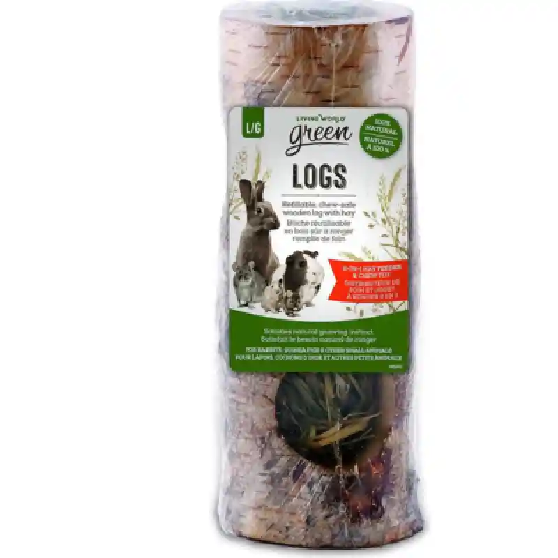 Living World Green Wooden Log With Hay L