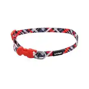 Adjustable Patterned Dog Collar Red/grey Plaid 3/8"x06"-08"