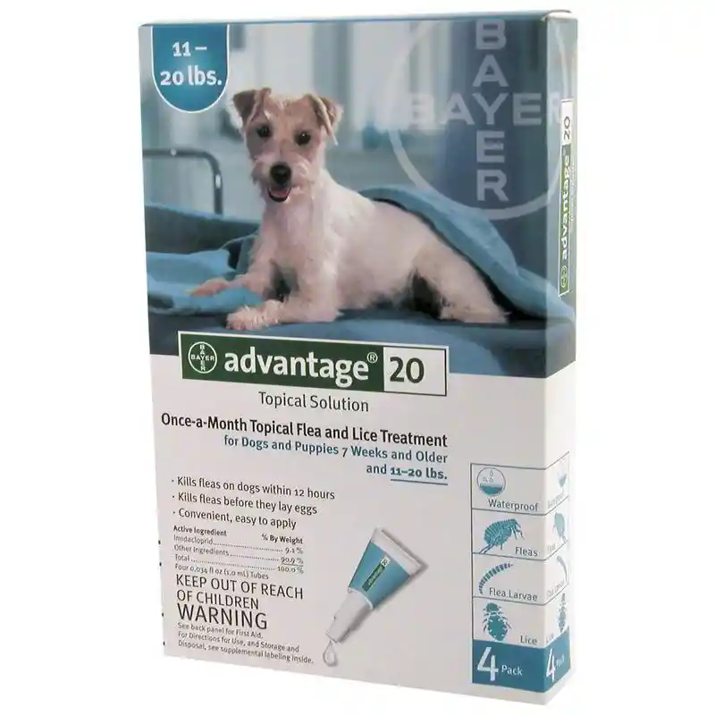 Advantage II Medium Dog (11-20lbs) 4 pack