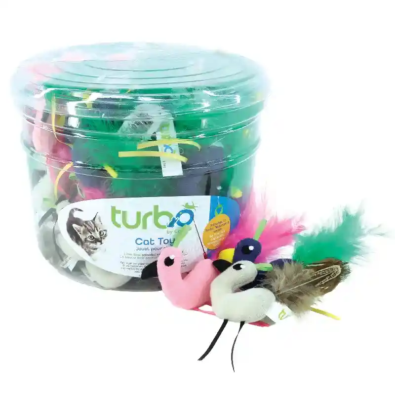 Turbo Bulk Cat Toy Bin Birds W/ Feather