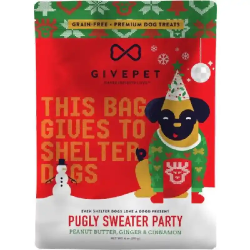 Givepet Holiday Dog Treat Soft Chew Pugly Sweater