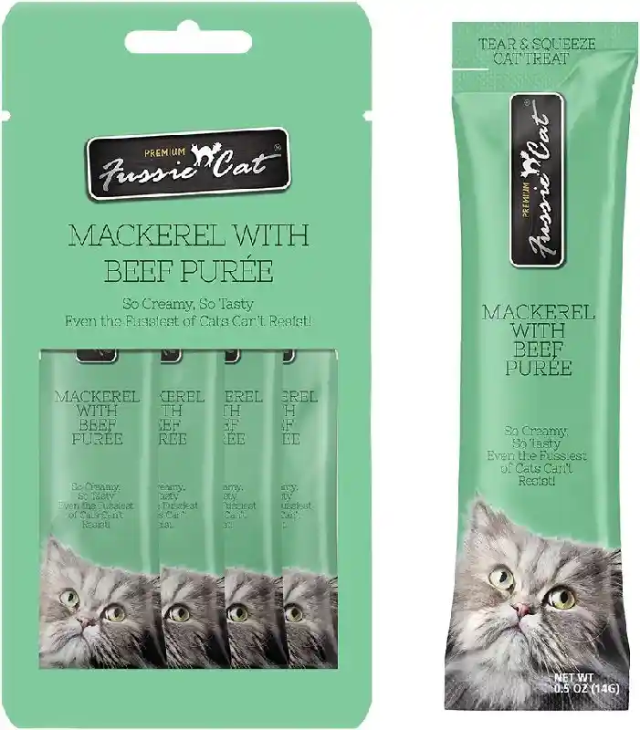 Fussie Cat Mackerel Beef .5-oz 4-pk