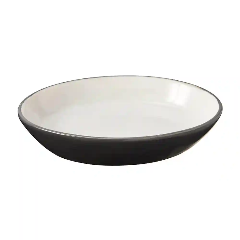 Spot 2 Tone Gray Stoneware Oval Cat Dish