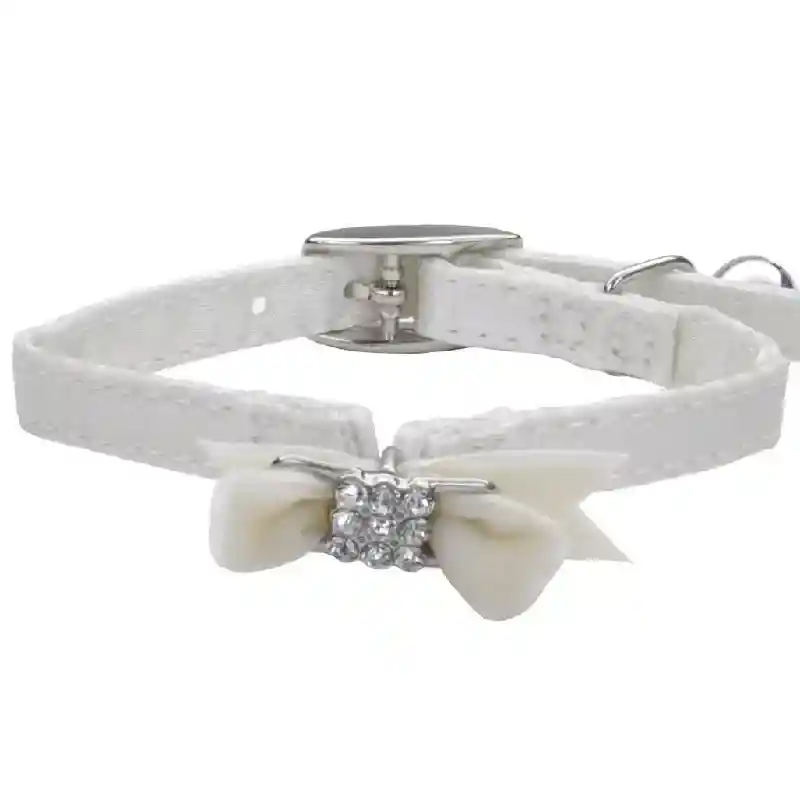 Lil Pal Kitten Collar W/ Bow White 8"