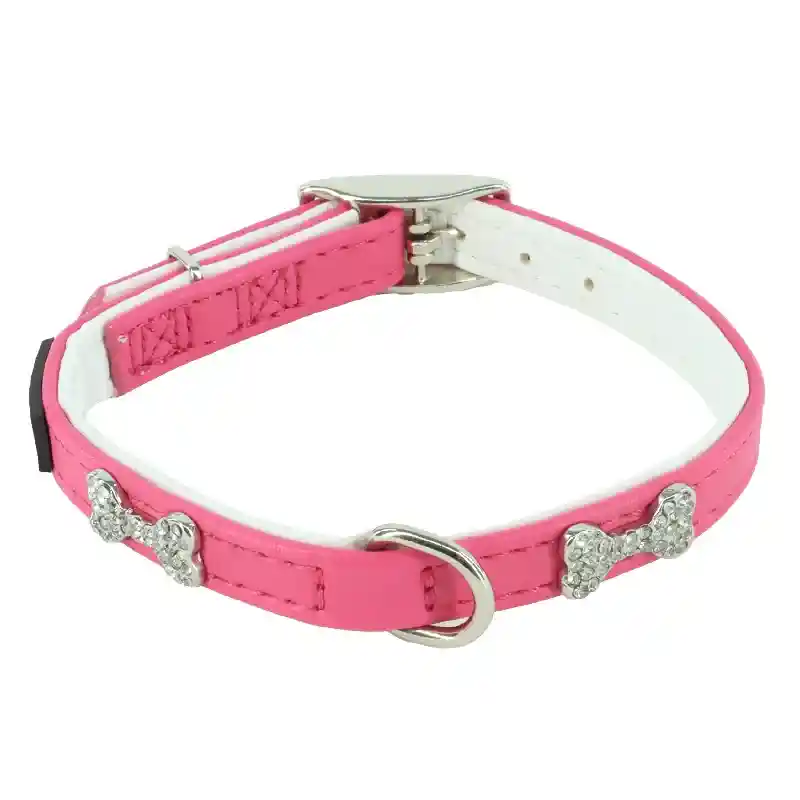 B'dazzled Bone Pink Dog Collar - Xsml