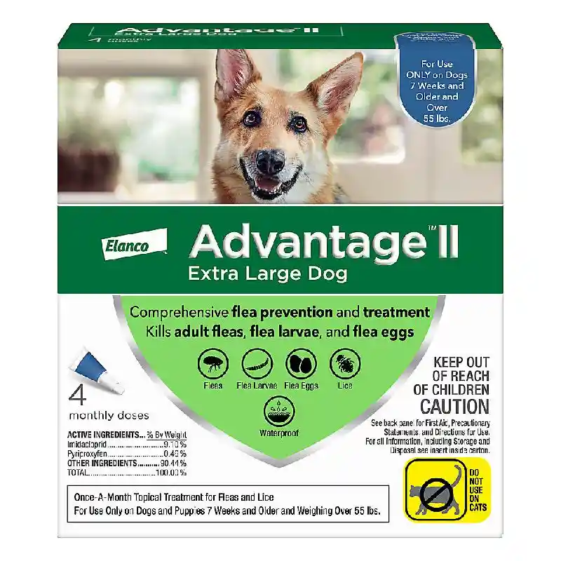 Advantage II Extra Large Dog (over 55lbs) 4 pack