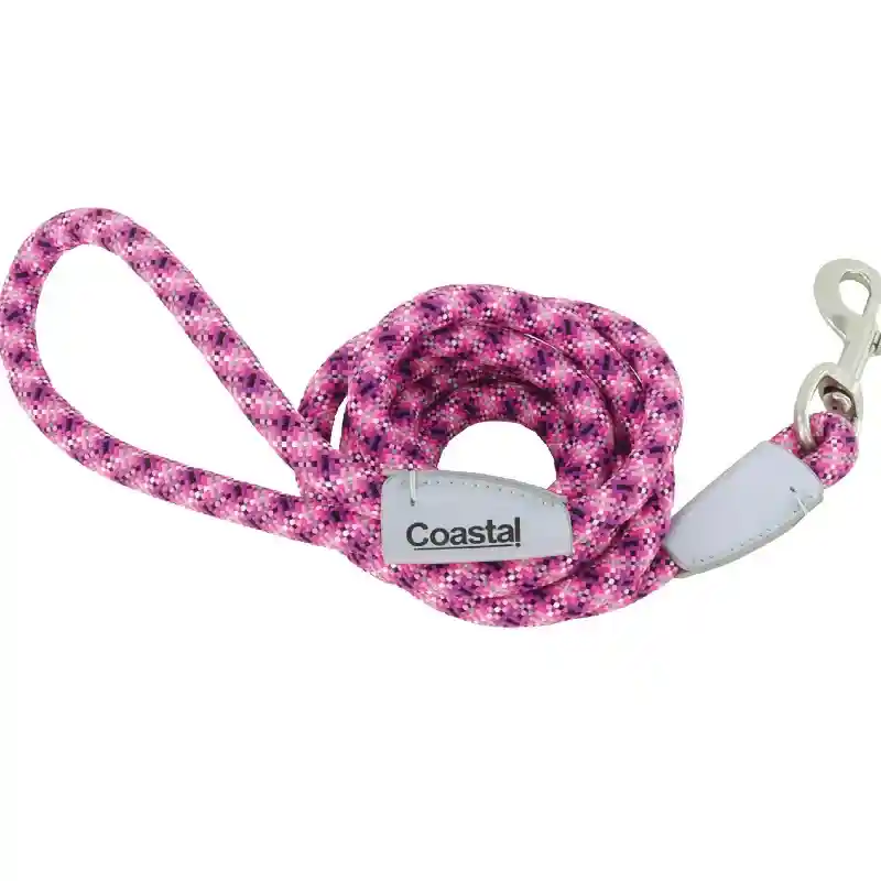 Pro Active Woven Reflective Rope Leash, Pixel Pink
