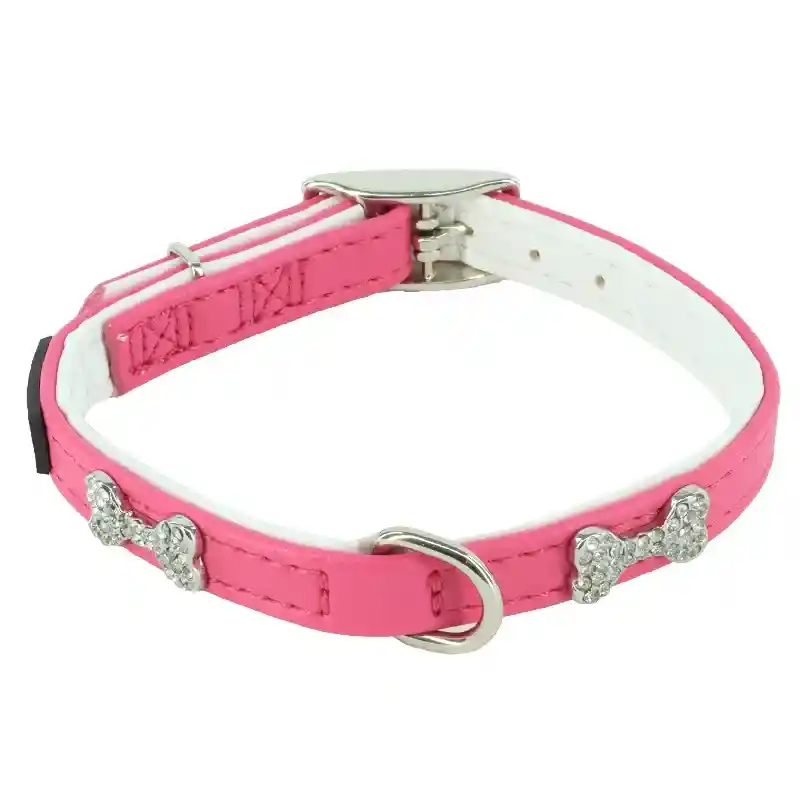 B'dazzled Bone Pink Dog Collar - Sml