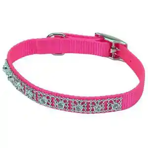 Jeweled Dog Collar, Pink Flamingo, 3/8" X 10"