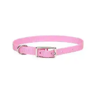 Single Ply Dog Collar - Pink Bright Sml 3/8" X 12"