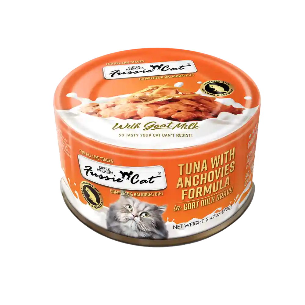 Fussie Cat Tuna Anchovies Goats Milk 2.47-oz
