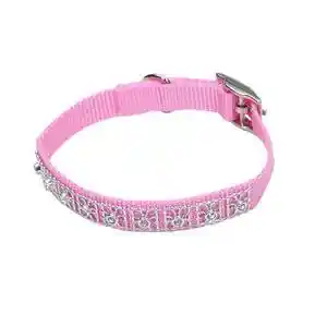 Jeweled Dog Collar, Pink Bright, 5/8" X 14"