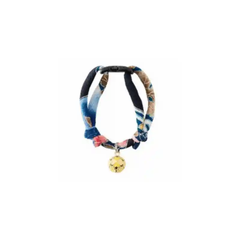 Necoichi Collar Chirimen Collar Navy Clover Bell