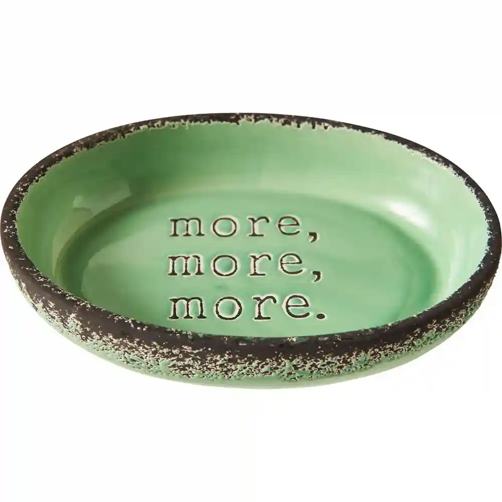 More Stoneware Cat Dish Green 6"