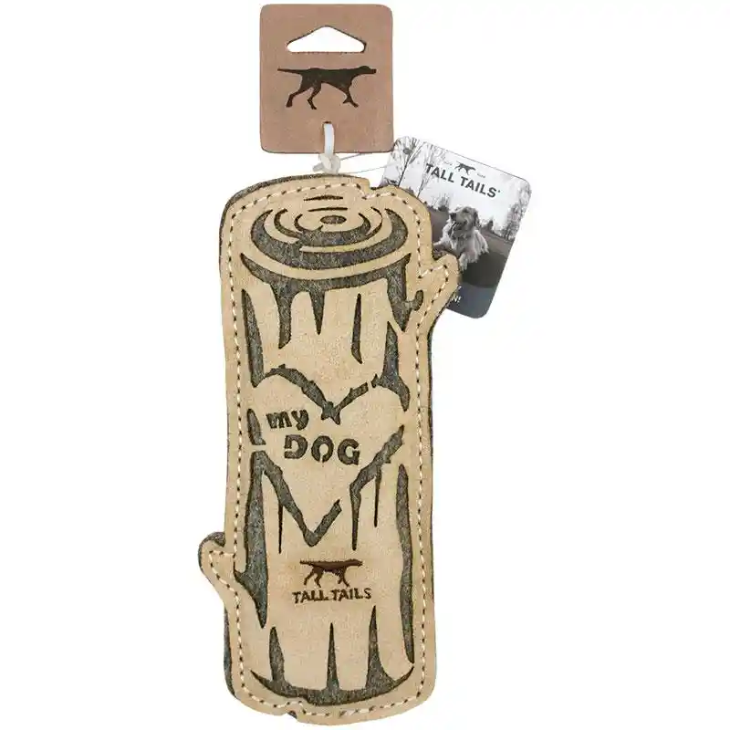 Tall Tails Dog Toy Natural Leather Love My Dog Log