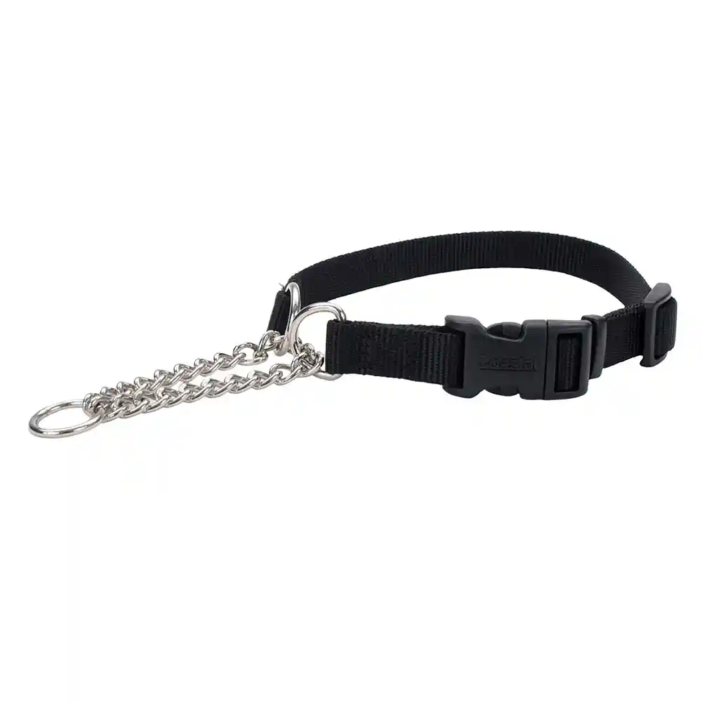 Adjustable Check Training Collar With Buckle For Dogs - Black Med 5/8"x14" 18"