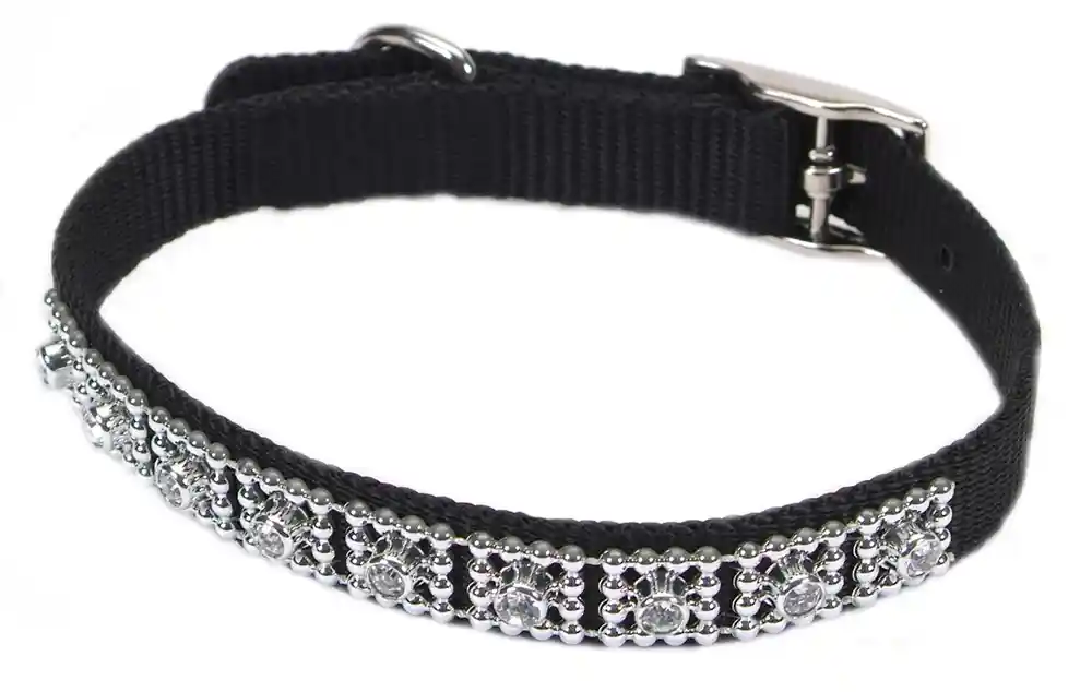 Jeweled Dog Collar, Black, 3/8" X 10"