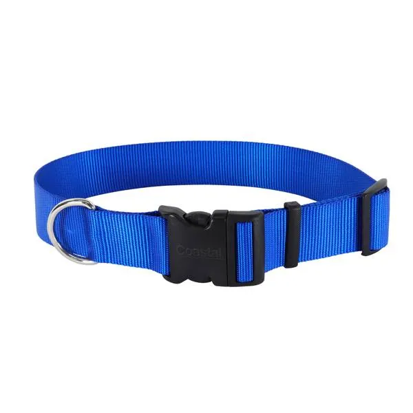 Coastal adjustable dog collar blue, large, front view