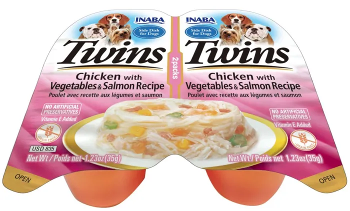 Inaba Ciao Dog Twin Cups Chicken With Vegetables & Salmon 6/tray